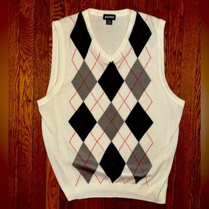 White, Grey, and Blue Argyle Sweater Vest